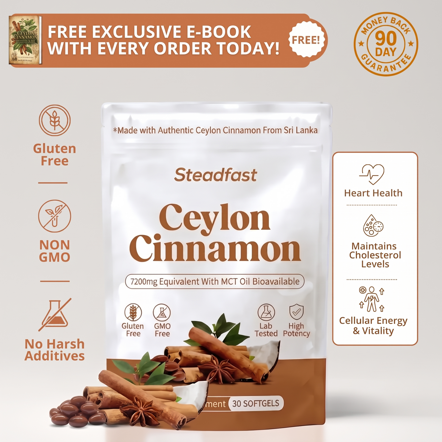 Ceylon Cinnamon 7200mg Equivalent with MCT Oil UK