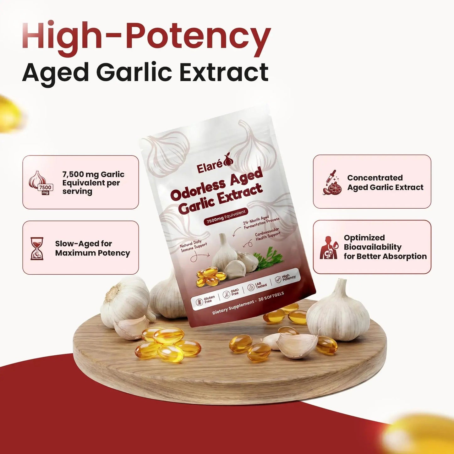 Lucent Aged Garlic Extract - 7500mg Odorless Softgels